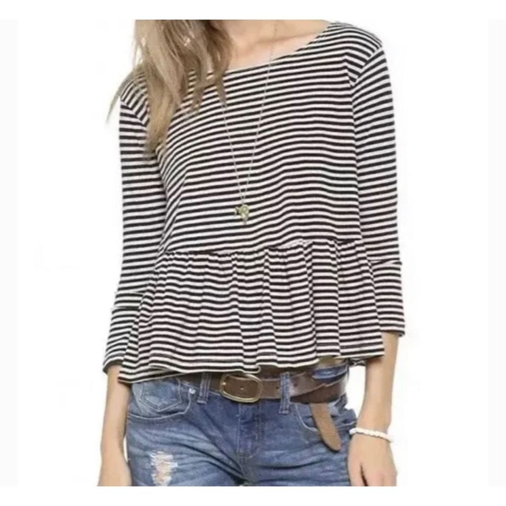 Free People We The Free Peplum Striped top Collab with Project Social T